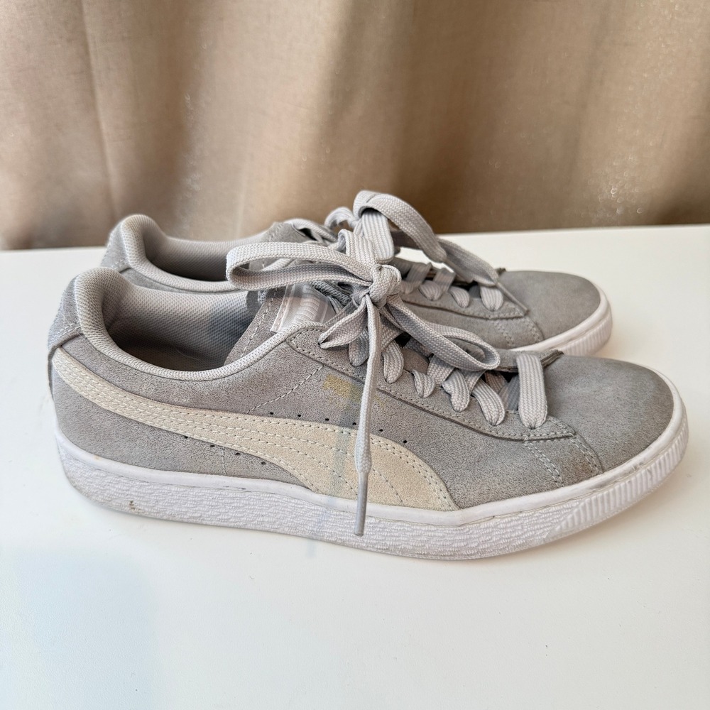 Puma Suede Classic Womens 7.5 Grey White Low Top Sneakers 355462-02